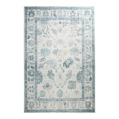 an area rug with blue and white colors