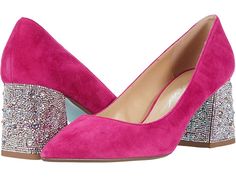 Blue by Betsey Johnson Paige Pump - Women's Shoes : Fuchsia Suede : Shine brighter than the stars in this Blue by Betsey Johnson Paige Pump. Dress shoe features a suede upper. Easy slip-on design. Pointy-toe silhouette. Man-made lining. Lightly cushioned footbed. Embellished wrapped heel. Durable man-made sole. Imported. Measurements: Heel Height: 2 1 2 in Weight: 10 oz Product measurements were taken using size 7.5, width M. Please note that measurements may vary by size. Weight of footwear is Suede Shoes Women, Blue By Betsey Johnson, Shoe Shine, Dress Shoe, Betsy Johnson, Pump Dress, Dream Wardrobe, Women's Pumps, Betsey Johnson