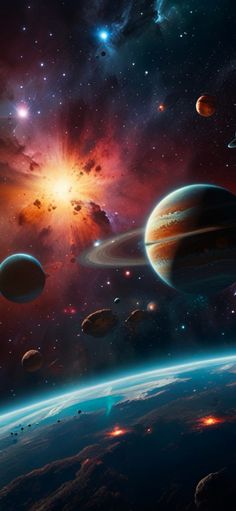 an artist's rendering of the planets in space