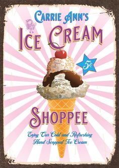 an ice cream shoppe sign is shown