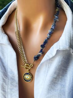 Bohemian Blue Layered Gold Plated Chain Charm Necklace Set, Fashion Layered Jewelry Set, Pendant Set, Blue Stone Evil Eye Bohemian Necklace - Etsy Turkey Bohemian Chain Necklace For Vacation, Bohemian Chain Jewelry For Vacation, Blue Necklace With Adjustable Chain For Beach, Blue Bohemian Necklaces For Vacation, Bohemian Chain Necklaces For Beach, Blue Jewelry With Adjustable Chain For Beach, Bohemian Blue Necklace With Adjustable Chain, Blue Chain Jewelry For Beach, Blue Beach Jewelry With Adjustable Chain