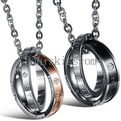 Stainless Steel Eternal Love Twist Ring Couples Pendant Necklace Christmas Gift Cute Couple Rings, Jewelry For Couples, Gold Man, Promise Necklace, Couple Necklace, Interlocking Ring, Diamond Solitaire Necklace, Couple Necklaces, Solitaire Necklaces