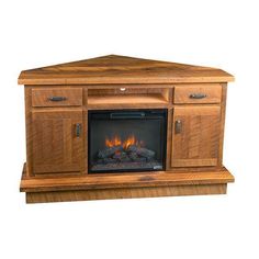 an entertainment center with a fire place in it