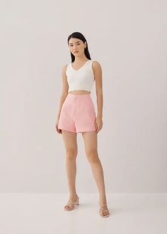 Buy Thorali Knit Crop Top @ Love, Bonito | Shop Women's Fashion Online | Love, Bonito INTL Chic V-neck Knit Top For Day Out, Spring V-neck Knit Top For Day Out, Chic Pink Short Length Top, Chic Pink Short-length Tops, Casual Ribbed V-neck Knit Top, Trendy Short Length Ribbed Top, Trendy Ribbed Short-length Top, Ribbed V-neck Knit Top For Day Out, Feminine V-neck Knit Top For Spring