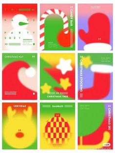 six christmas cards with different designs on them