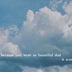 an airplane flying in the sky with a quote below it that reads, because you were so beautiful that it came out