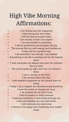 the poem high vibe morning affirmations