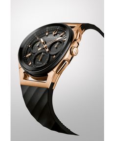 Bulova Men's Chronograph Curv Black Rubber Strap Watch 44mm & Reviews - All Fine Jewelry - Jewelry & Watches - Macy's Skeleton Watches, Mens Watches Leather, Mens Chronograph, Rose Gold Watches, Gold Rush, Mens Cologne, Luxury Watches For Men, Mens Gift Sets, Watches Jewelry