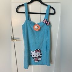 Size Small/Medium Blue Color Cute Blue Fitted Sleepwear, Sanrio Accessories, Kitty Clothes, Bath Wrap, Medium Blue, Scarf Wrap, Scarf Accessory, Hello Kitty, Color Blue