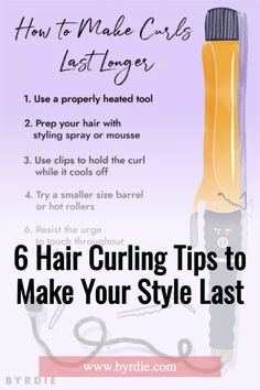 How To Keep Curls In Hair All Day, How To Get Curls To Stay All Day, Curling Iron Tips, Curling Tips, Good Curling Irons, Hair Falls, Celebrity Hairstylist, Different Curls, Hair Curling Tips