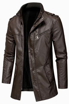 Enjoy your fashionist style with our Men's Casual Long Leather Jacket. The perfect jacket to match any outfit. Whether you're strolling through the city streets or enjoying a cozy date night, this jacket has got you covered in style and warmth. Leather Urban Outerwear For Urban Adventures, Urban Leather Outerwear For Fall, Classic Winter Outerwear For Urban Adventures, Fall Outdoor Leather Outerwear, Urban Brown Biker Jacket For Winter, Brown Urban Biker Jacket For Winter, Urban Leather Outerwear For Outdoor, Casual Leather Outerwear For Winter, Urban Brown Winter Biker Jacket