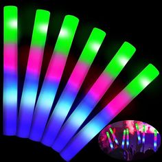 glow sticks are glowing brightly in the dark