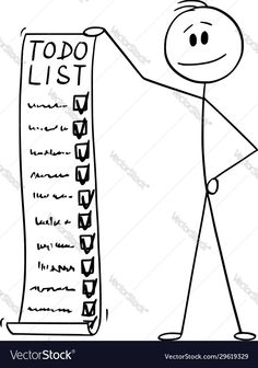 a cartoon man holding up a to do list with the words'topo list '