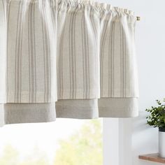 PRICES MAY VARY. Striped Window Valance: Each package includes 1 valance measuring 50 inches width by 18 inches length. We offer valances in several classic colors to fit a variety of styles throughout your residence. Refresh the appearance of your windows with our valances. Window Treatments: Our striped print valance curtain has a 2 inch pole pocket that fits rods up to 1 1/5" in diameter. It is easy to install and maintain. A combination of retro vertical lines and slant lines lends a touch o Farmhouse Window Valance, Cornice Boards Window Treatments, Cottage Window Treatments, Linen Valance, Farmhouse Valance, Kitchen Curtains And Valances, Kitchen Window Valances, Linen Valances, Valances For Living Room