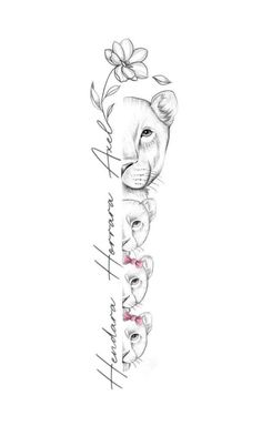 a drawing of a bear with flowers on it's head