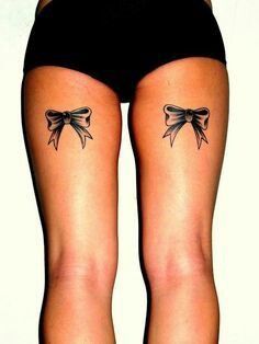 Bows Tattoo, Bow Tattoo Thigh, Bow Tie Tattoo, Pink Bow Tattoos, Back Of Thigh Tattoo, Bow Tattoos, Back Of Leg Tattoos, Bows Ideas