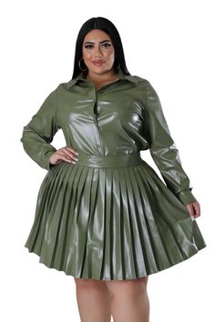 100% Polyester Model is wearing 1x Due to Photo shoot Lighting item appears lighter, but it is the darker olive Fitted Pleated Skirt With Button Closure, Spring Fitted Button-up Mini Skirt, Fitted Pleated Skirt With Buttons For Spring, Trendy Fitted Button-up Mini Skirt, Fitted Mini Skirt With Buttons For Spring, Fitted Green Skirt With Button Closure, Fall Party Skirt With Button Closure, Elegant Button-up Mini Skirt For Spring, Elegant Fitted Button-up Mini Skirt