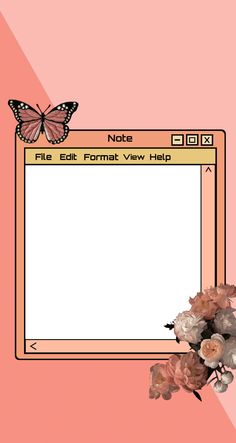 a computer screen with flowers and a butterfly on it