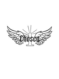 the word chosen with wings in black and white