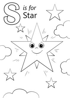 the letter s is for star coloring page