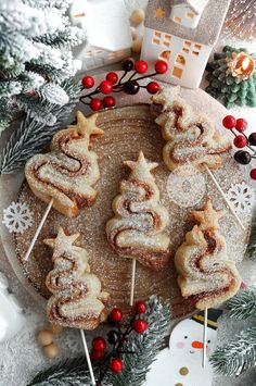 christmas desserts are arranged on a platter