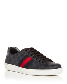 Gucci Men's Monogram Low Top Sneakers Luxury Black Sneakers With Embroidered Logo, Black Sneakers With Embroidered Logo, Gucci Black Sneakers With Logo Print, Gucci Leather Sneakers With Embroidered Logo, Black Gucci Sneakers With Logo Print, Gucci Classic Sneakers For Streetwear, Classic Gucci Sneakers For Streetwear, Designer Low-top Sneakers For Business, Classic Gucci Sneakers With Embossed Logo