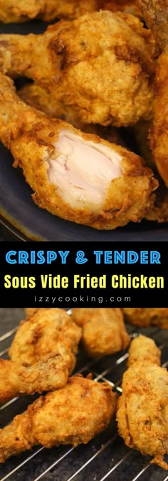 crispy and tender sous vie fried chicken on the grill