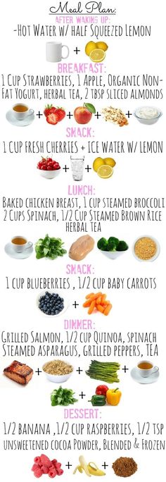 Clean Eating Meal Plan... Sub the chicken for tilapia or a potato and this is essentially what I eat in the reg #foods #recipes Eating Healthy Foods, Detox Meal Plan, Smoothies Vegan, Fast Diet, Clean Eating Meal Plan, Diet Vegetarian