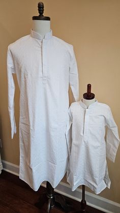 Browse for all our beautiful outfits @ https://www.etsy.com/shop/VCEthnics This is a a PREMIUM Quality Chikankari White Kurta for Boys and Men. It has lining inside so it is not transparent.  Item will be shipped from Virginia, USA and will be processed and shipped ASAP. *FREE Shipping, NO Minimum Purchase* White Cotton Sherwani For Transitional Season, White Cotton Sherwani For Puja, White Self-design Sherwani For Puja, White Sherwani With Self Design For Puja, White Kurta For Puja And Transitional Season, White Handloom Kurta For Eid, Transitional White Kurta For Puja, Transitional Puja White Kurta, White Fitted Cotton Sherwani