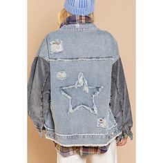 Distressed & Embroidered Star Designed Jacket, Long Charcoal Balloon Corduroy Sleeves, Oversized Relaxed Fit, Featured In Denim And Corduroy. 100% Cotton Fall Denim Jacket With Star Patch, Fall Denim Jacket With Star Patch And Long Sleeves, Sequin Sleeve, Distressed Denim Jacket, Cropped Denim Jacket, Jacket Long, Corduroy Jacket, Cropped Denim, Price Drop