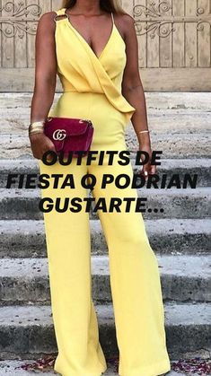 Yellow Jumpsuit, Paris Chic, Elegante Casual, Street Style Trends, Women Street, Looks Chic, Trend Fashion, Jumpsuit Fashion, Street Chic