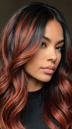 Black Hair Copper Money Piece Highlights Copper Money Piece, Money Piece Highlights, Haircolor Ideas, Schwarzkopf Hair Color, Piece Highlights, Platinum Blonde Hair Color