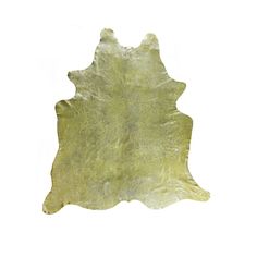 a yellow cowhide rug on a white background