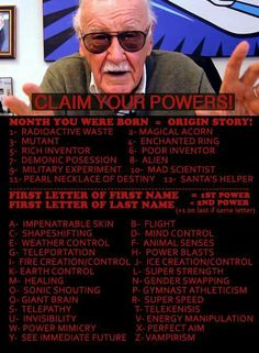 an old man wearing sunglasses and holding his hands up in front of him with the words claim your powers on it