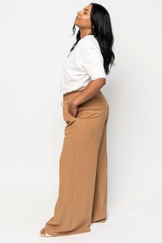 Smocked waistband, good stretch Pockets Wide leg Fit true to size Styled with the Porter Top Inseam: approx 30" *OUT OF STOCK? Select your size & sign up for restock notifications. //Sizing// Small: Size 2-4 Medium: Size 6-8 Large: Size 10-12 Fabric: 60% Cotton, 40% linen Wash/Care: Gentle cycle cold, line dry. MEASUREMENT & FIT MODEL INFO Non-stretch Wide Leg Bottoms For Everyday, Brown Full Length Bottoms With Side Pockets, Brown Bottoms With Hip Pockets, High Waist Pull-on Pants For Everyday, Everyday High Waist Pull-on Pants, Non-stretch Wide Leg Everyday Pants, Beige Stretch Pants For Everyday Use, High Waist Pull-on Everyday Bottoms, Everyday High Waist Pull-on Bottoms