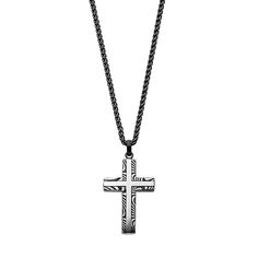 "Showcase the strength of your faith with this stainless steel Damascus cross pendant necklace. Showcase the strength of your faith with this stainless steel Damascus cross pendant necklace. Pendant size: 44.48 mm x 30 mm Chain length: 24 in. Chain type: wheat Clasp: lobster claw Metal: stainless steel Plating: ion plated Finish: polished Packaging: boxed Please note, due to the high value of this item, a signature may be required upon delivery. Size: 24"". Color: Multicolor. Gender: male. Age G Necklace Size, Cross Pendant Necklace, Damascus, Chain Lengths, Necklace Pendant, Cross Pendant, Lobster Claw, Chain Length, Wheat