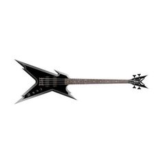 an electric guitar with black and white graphics