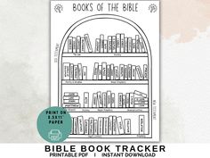 the printable bible book tracker is shown in front of a watercolor painting background