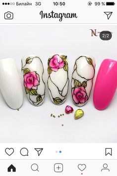 Glass Nails Art, Nails Flowers, Shayna Baszler, Cute Nails For Fall, Nail Design Inspiration, Floral Nail Art, Rose Nails, Glass Nails, Fall Nail Art