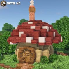 Minecraft Mini Cottage House, Minecraft Round House Ideas, Natural Minecraft Houses, Mushroom Starter House Minecraft, Minecraft Cottage Core Library, Fairy Hut Minecraft, Minecraft Circle Doorway, Minecraft Fairy Decor, Minecraft Builds Idea