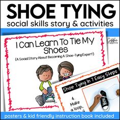 shoe tying activity for kids to learn how to use shoes with pictures and text on them