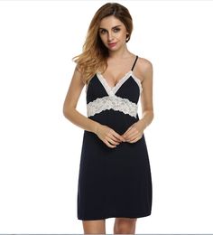 Material: Polyester, Cotton, Cotton Blend • Dresses Length: Above Knee, Mini • Decoration: Lace • Collar: V-Neck • Type: Nightgowns, Solid • Sleeve Length (Cm): Sleeveless • Garment Care: Hand Wash • Support: Retail/ Wholesale/ Drop Ship • Package Content: 1 X Women Lingerie Dress V-neck Slip For Summer Nights, Fitted V-neck Sleepwear For Wedding Night, Summer V-neck Slip With Lace Trim, Summer Night V-neck Slip, Stretch V-neck Camisole For Sleep, V-neck Summer Chemise For Wedding Night, V-neck Chemise For Bedtime, Summer V-neck Slip For Sleep, Summer V-neck Sleep Slip