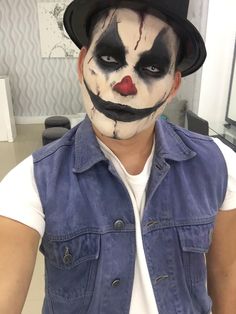 Men’s Scary Clown Makeup, Clown Makeup Halloween Men, Scary Clown Makeup Creepy Men, Mens Halloween Makeup Guys, Heloween Make Up, Guy Clown Makeup, Halloween Makeup Men Beard, Halloween Makeup Men