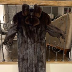 Stunning Dark (Black/Brown) Mink Coat In Perfect Condition, Bought In Recent Years. Will Ship Via Priority. Shipping $30. Size Small. Length 40, Across Shoulders 16, Sleeve Length 20. Moving To Warm Weather. Would Love To Keep It As Its Absolutely Gorgeous, And Fully Mink. Beautiful Sleeves, Modern Collar. Designer Made - Can Fit 2-6 Size. Please Ask Questions As Sales Are Final. Luxury Mink Colored Outerwear For Formal Events, Luxury Formal Fur Coat, Classic Mink-colored Formal Outerwear, Classic Mink Color Formal Outerwear, Fitted Mink Outerwear For Work, Formal Long Sleeve Mink Outerwear, Luxury Fitted Outerwear In Taupe Color, Classic Fitted Fur Coat For Formal Occasions, Beautiful Sleeves