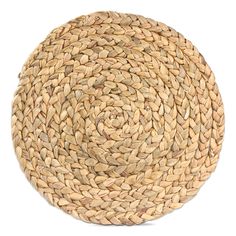 a round woven basket on a white background