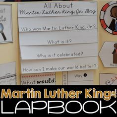 martin luther king's lapbook for kids with pictures and words on the cover