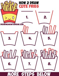 how to draw french fries with step by step instructions on how to draw them for kids