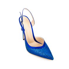 Shop Royal Blue Sequin Slingback Heels Glitter Pointed Toe High Heel Dress Shoes color Royal Blue for Dancing Club, Date, Going out, Party with worldwide Free shipping & Free return. Blue High Heel Slingback Pumps For Evening, Blue Slingback Pumps With 4-inch Heel For Evening, Blue Pointed Toe Slingback Pumps For Party, Chic Blue Slingback Pumps For Party, Formal Glitter High Heel Slingback Pumps, Blue Slingback Pumps With Round Toe For Party, Blue Ankle Strap Heels For Party, Blue Open Heel Slingback Pumps For Evening, Blue Open Toe Slingback Pumps For Party