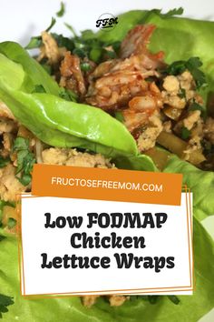 lettuce wraps filled with low fodmap chicken and lettuce