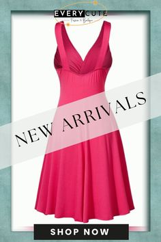 Women Elegant Pure Color Deep V-neck Dress Knee Length Backless Evening Dresses Sleeveless Slim Fit Pleated Dress Plus Size Solid Summer Dress With Built-in Bra, Summer V-neck Mini Dress With Built-in Bra, Pink Sleeveless V-neck Dress For Spring, Solid Dress With Built-in Bra For Summer, Spring Sleeveless V-neck Dress, Elegant Pink Knee-length Sundress, Summer V-neck Dress With Sweetheart Neckline For Party, Chic Pink Sleeveless Dress With Sweetheart Neckline, Pink Sleeveless Dress With Sweetheart Neckline